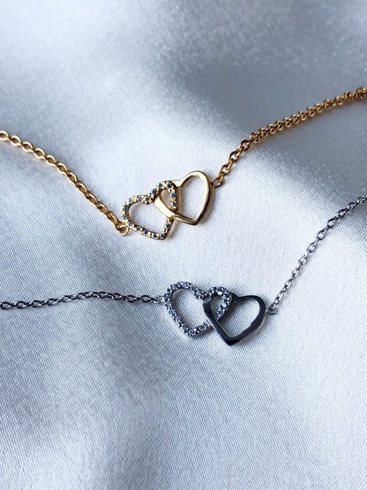 Hadir Bracelet with Heart in Silver and Zirconias