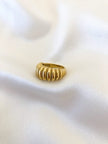 Anel em Aço Dourado Croissant Grande