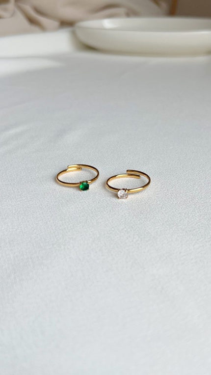 Anel em Aço Dourado Ajustável com Brilhante