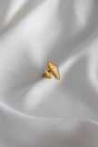 Anel em Aço Dourado Ajustável Bege