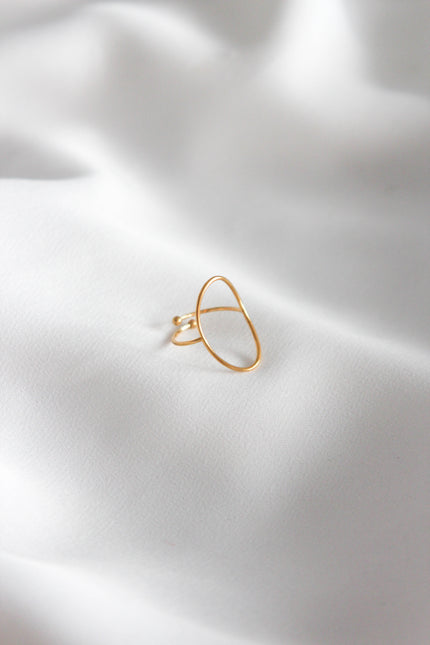 Adjustable Gold Steel Ring with White Mesh