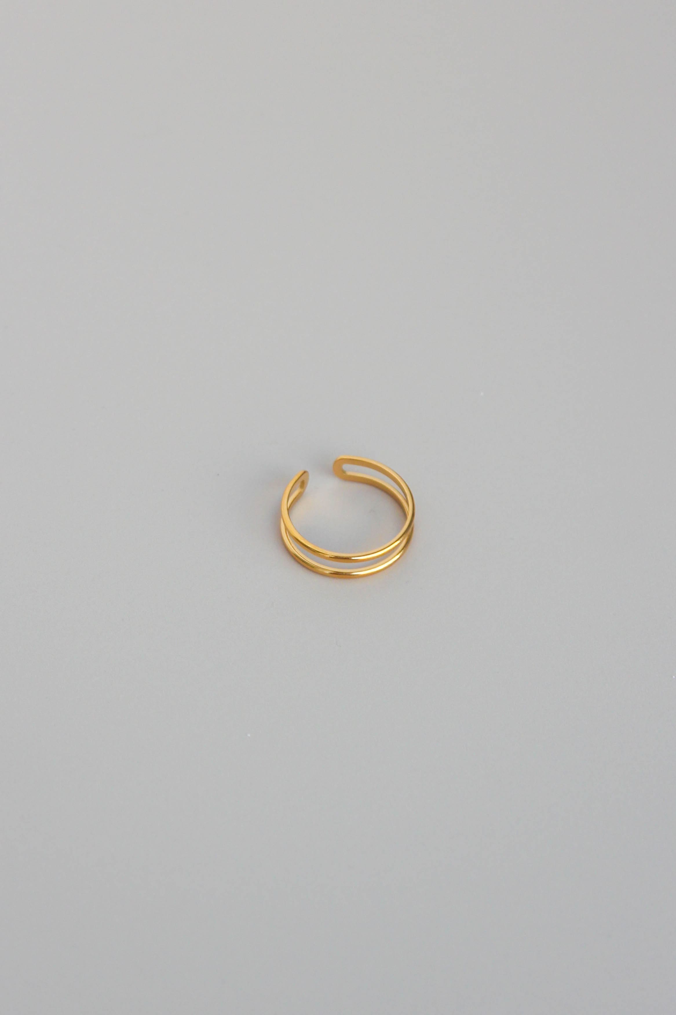 Anel em Aço Dourado ou Prateado Duplo