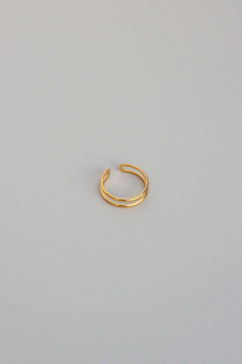 Anel em Aço Dourado ou Prateado Duplo