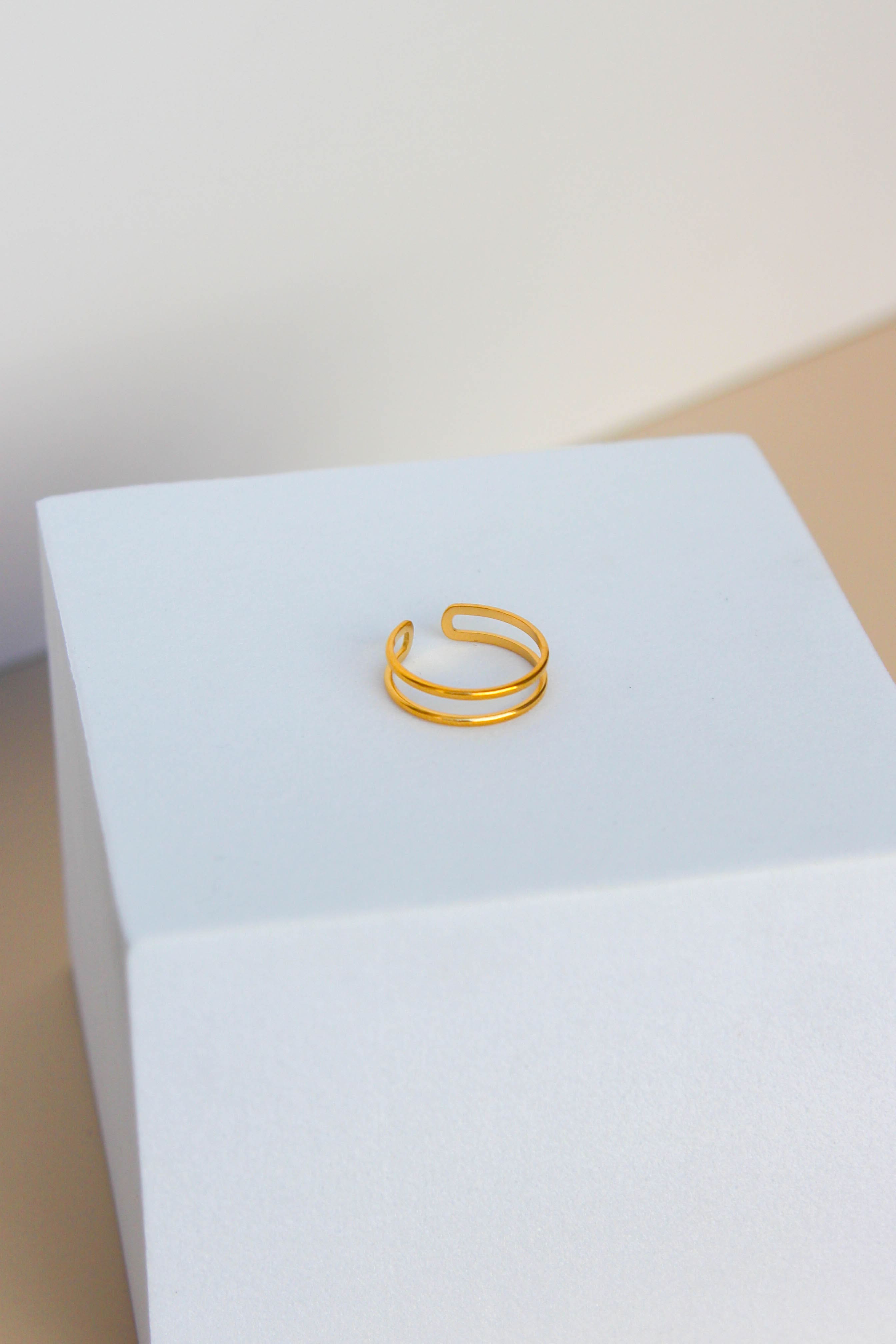 Anel em Aço Dourado ou Prateado Duplo