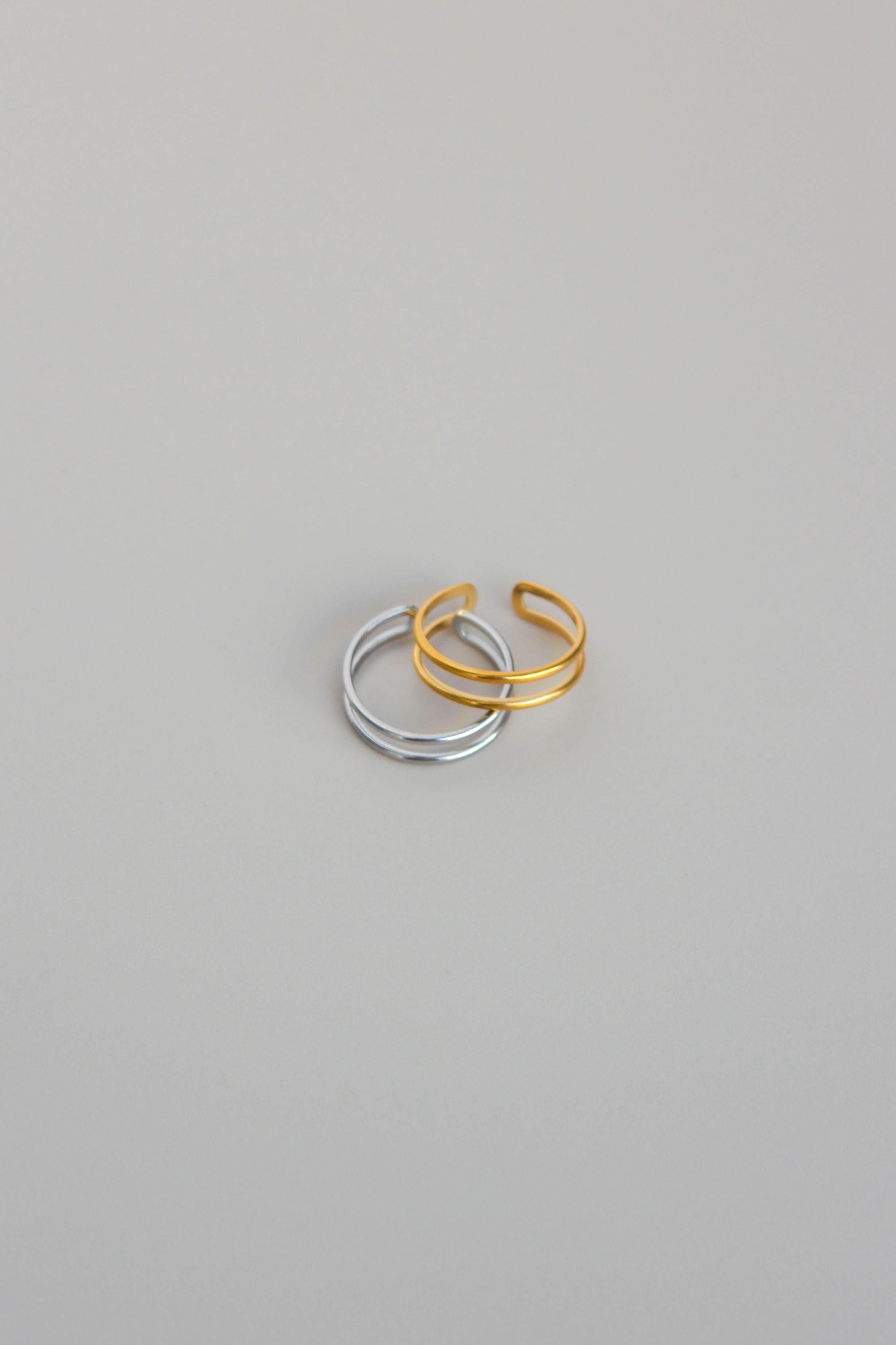Anel em Aço Dourado ou Prateado Duplo