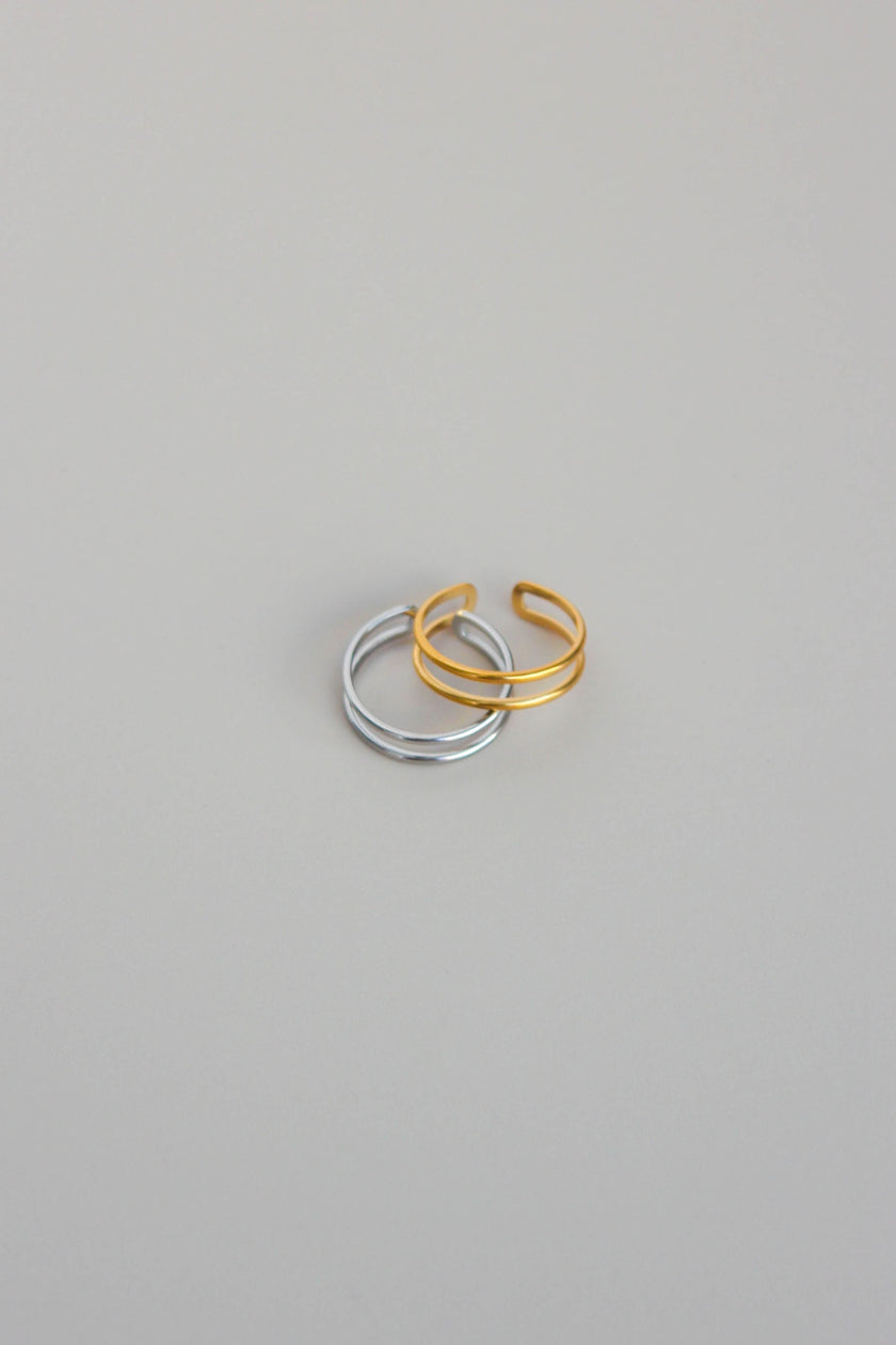 Anel em Aço Dourado ou Prateado Duplo