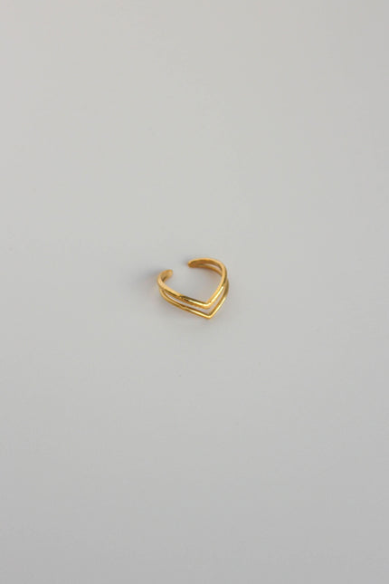 Anel em Aço Dourado ou Prateado com Duplo V