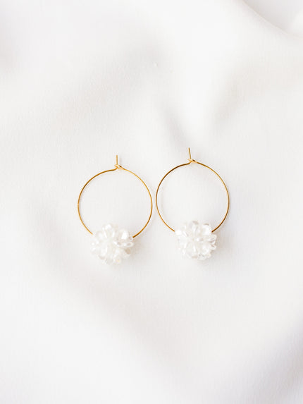 Argolas em Aço Grandes com Pendente Branco Redondo