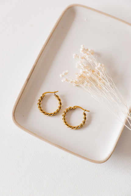 Intertwined Gold or Silver Steel Hoops