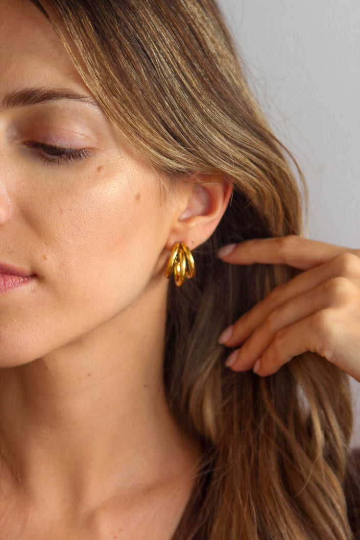 Argolas em Aço Douradas ou Prateadas Triplas