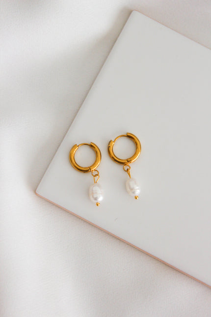 Argolas em Aço com Pérolas de Água Doce