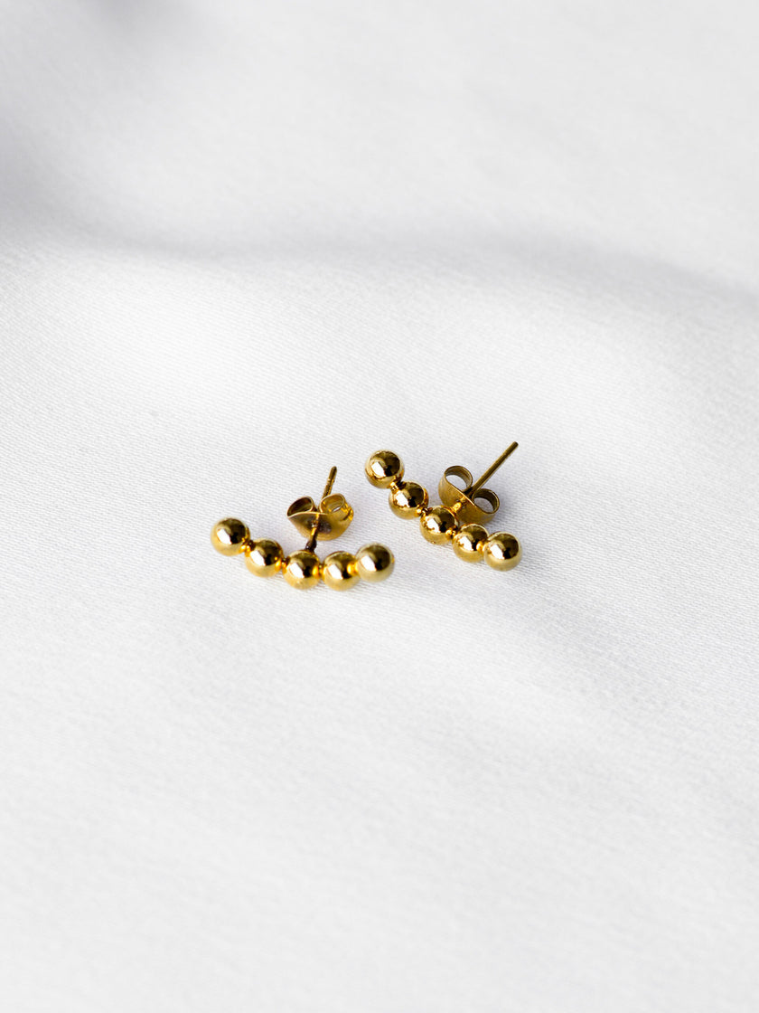 Brincos em Aço Dourados com Esferas