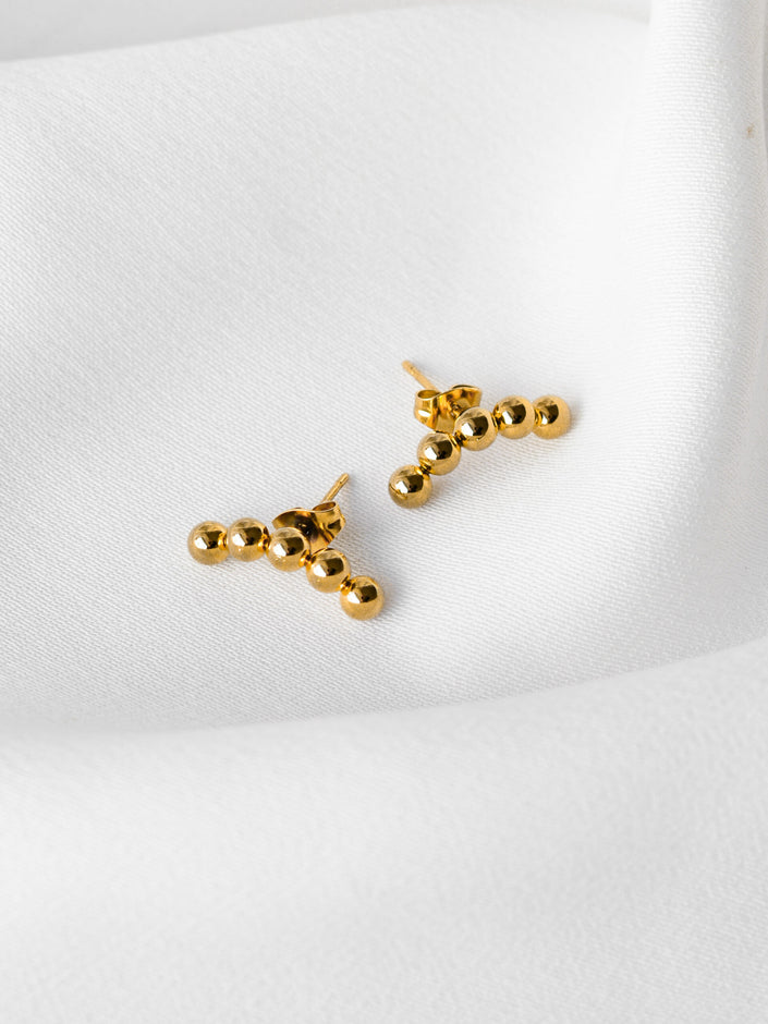 Brincos em Aço Dourados com Esferas