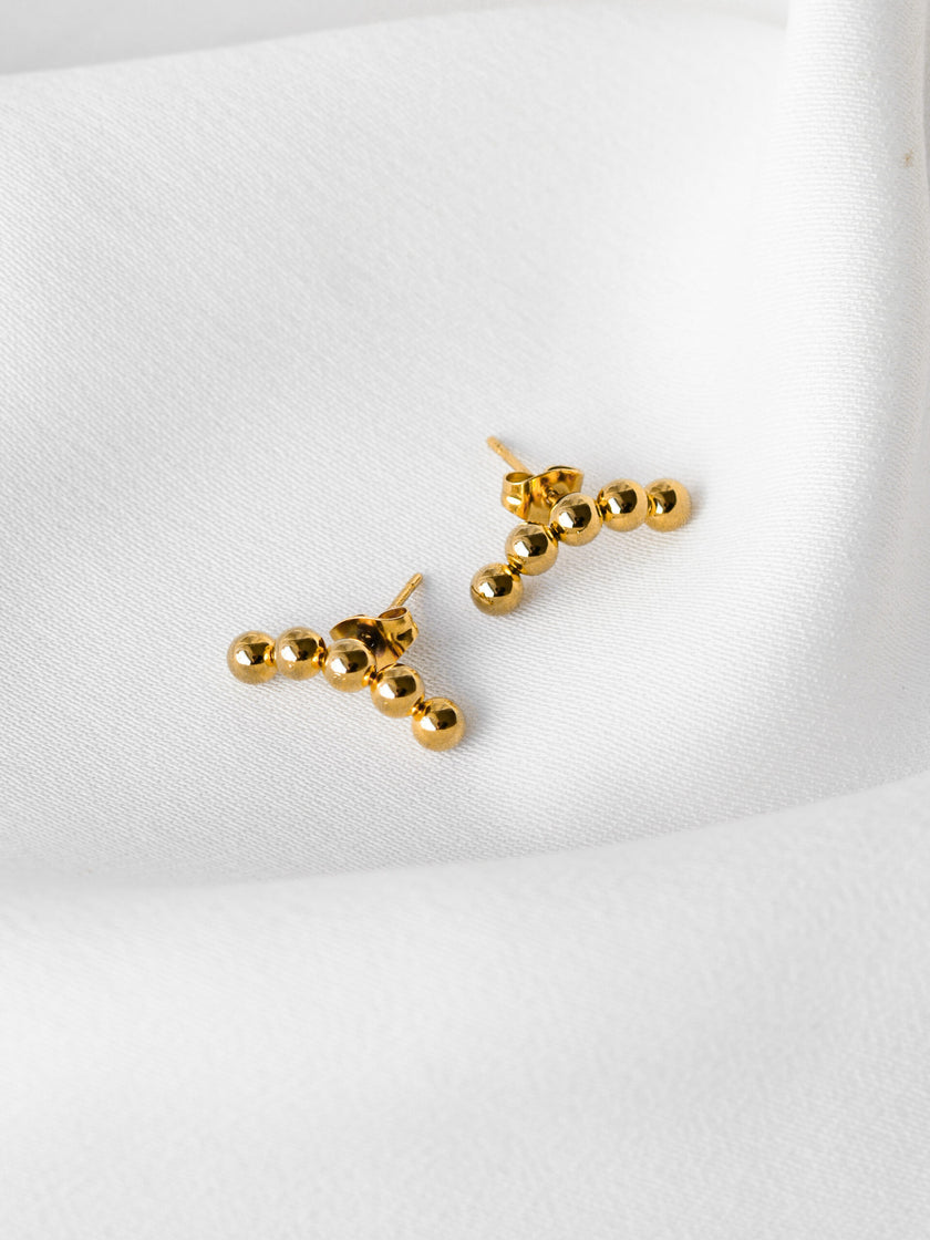 Brincos em Aço Dourados com Esferas