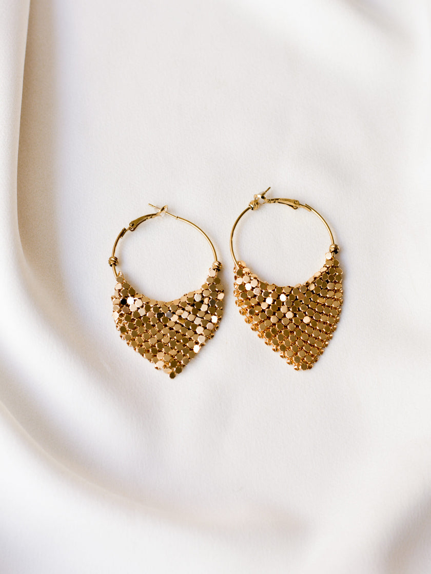 Brincos em Aço Dourados com Malha Cobre