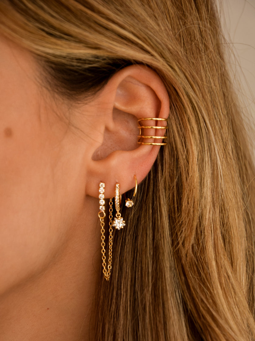 Brincos em Aço com Zircónias Brancas