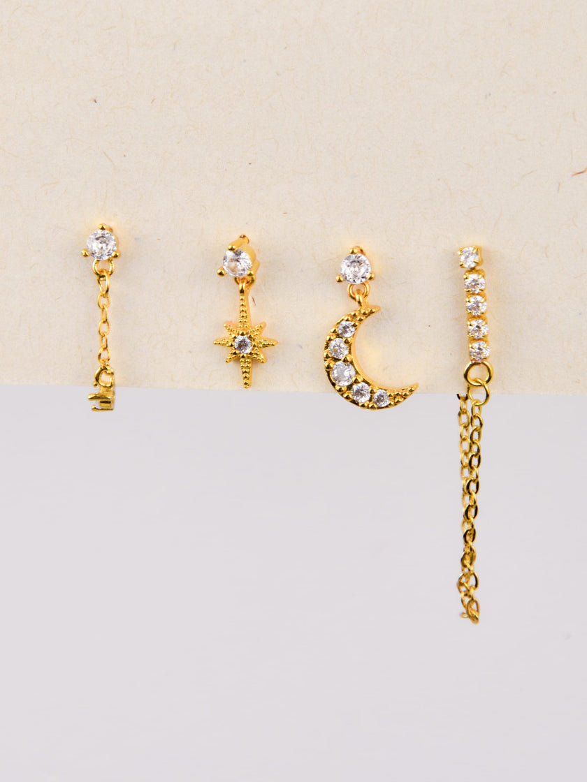 Steel Earrings with White Zirconias