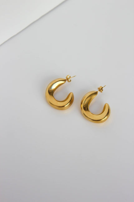 Brincos em Aço Dourados Grandes Ovais