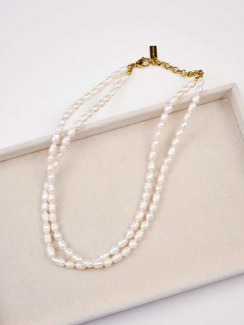 Colar de Pérolas Naturais Duplo