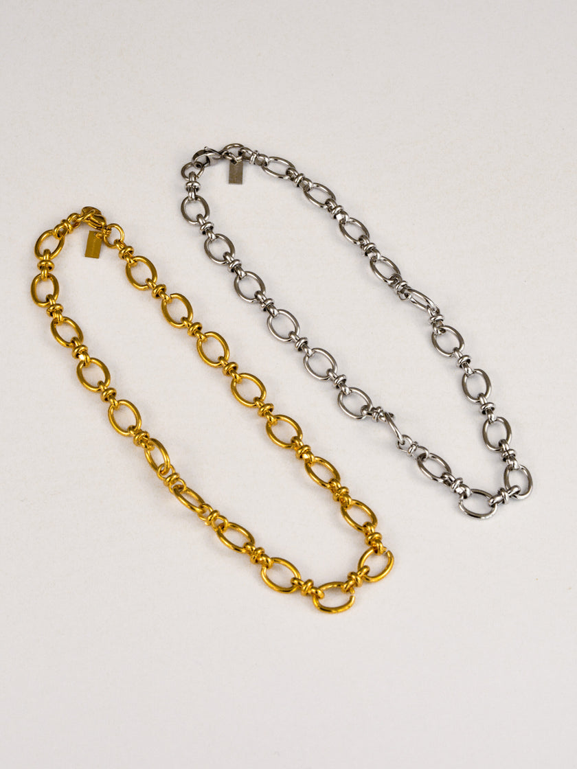 Colar em Aço Contemporâneo Dourado ou Prateado com Elos Ovais