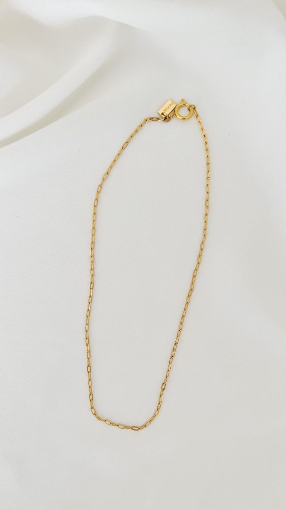 Colar em Aço Dourado Curto com Malha Rectangular Pequenina