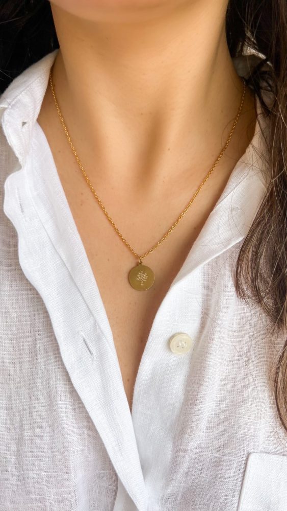 Colar em Aço Dupla Gravura com Silhueta Feminina de Frente