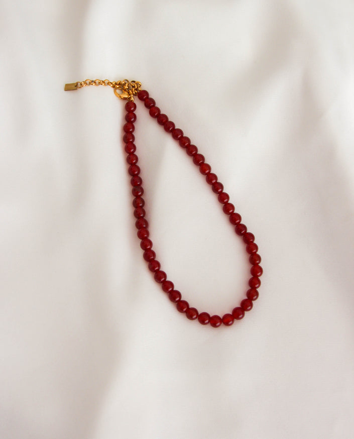 Colar de Pedras Naturais Ágata Cornalina Bordô