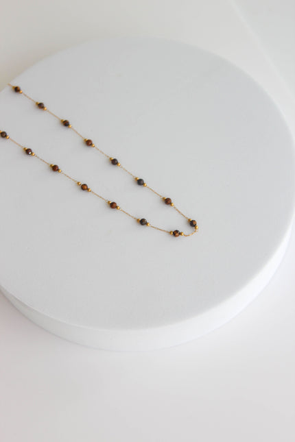 Colar de Pedras Naturais Castanhas Pequeninas