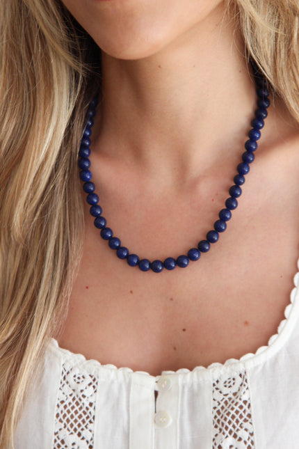 Lapis Lazuli Necklace with Glass Shrimp