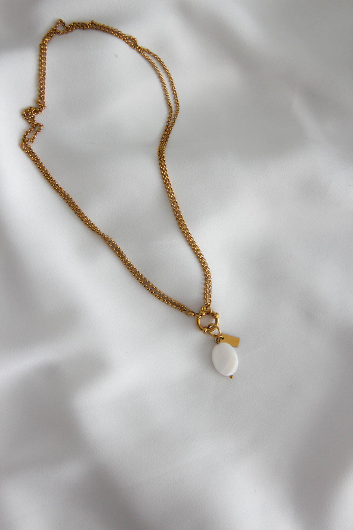 Colar em Aço Dourado 2 em 1 com Madrepérola Removível