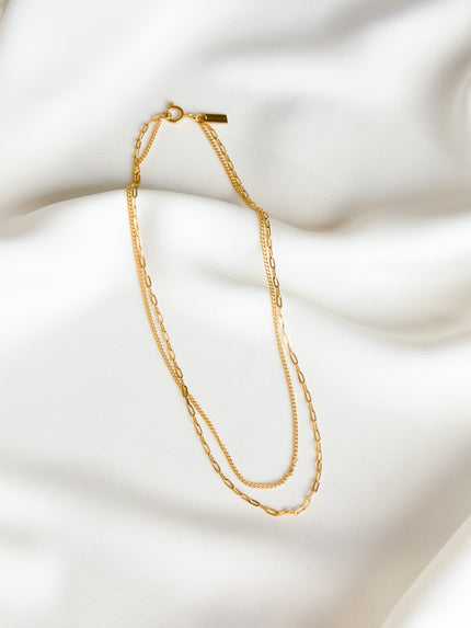 Minimalist Double Gold Steel Necklace