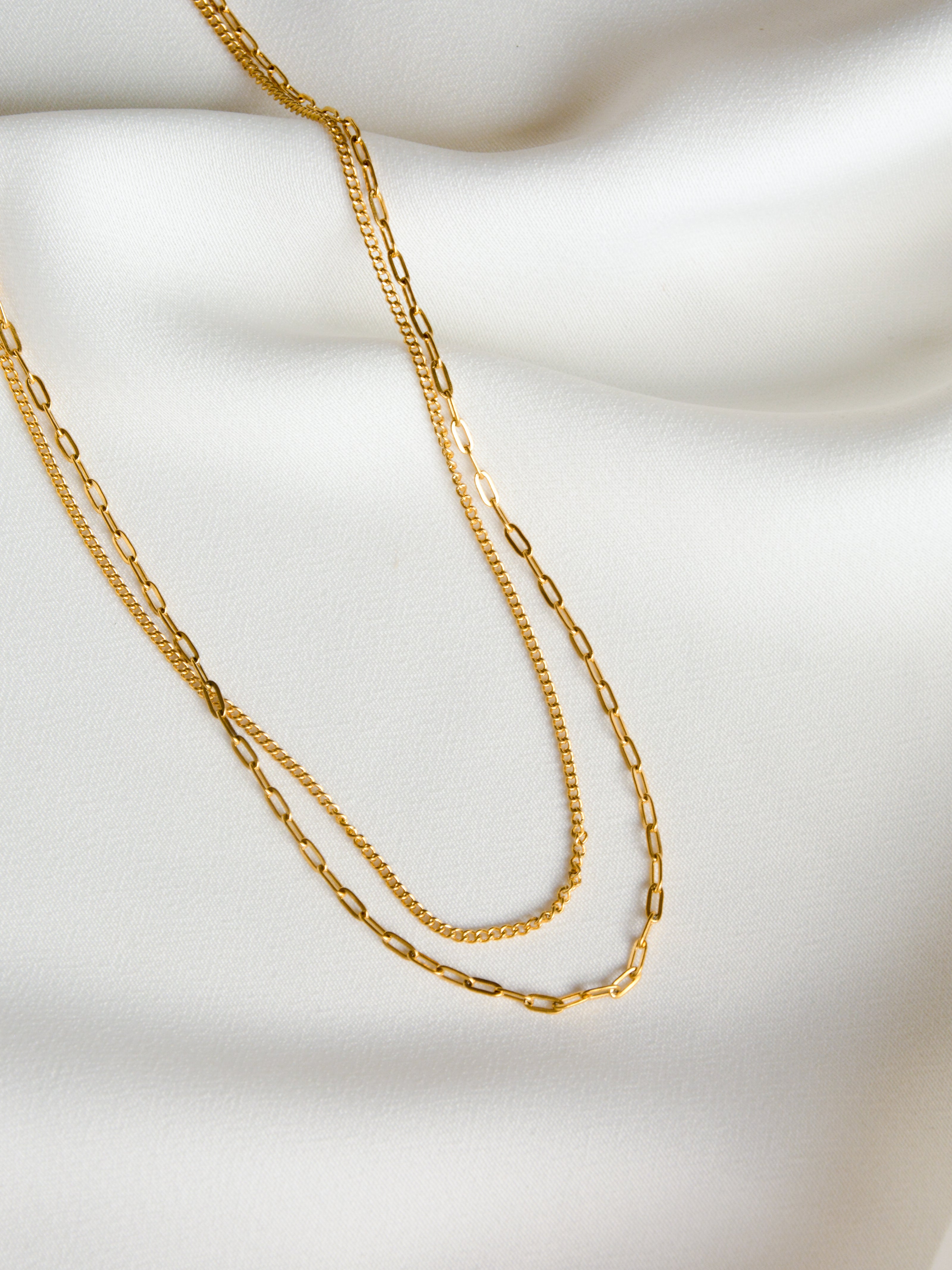Minimalist Double Gold Steel Necklace