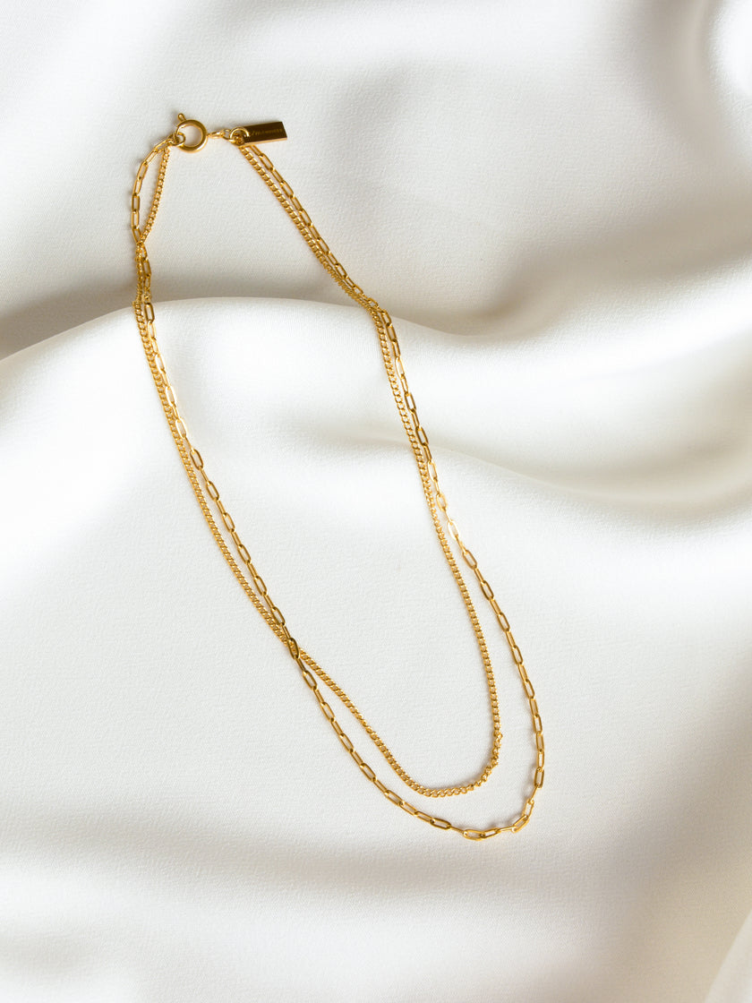 Minimalist Double Gold Steel Necklace