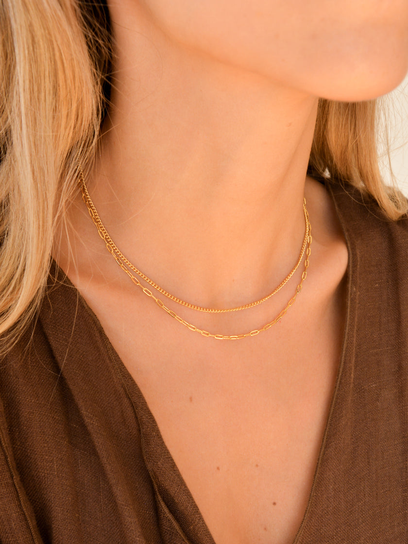 Minimalist Double Gold Steel Necklace