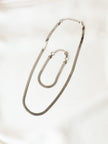 Conjunto em Aço Colar e Pulseira Achatada em Prateado
