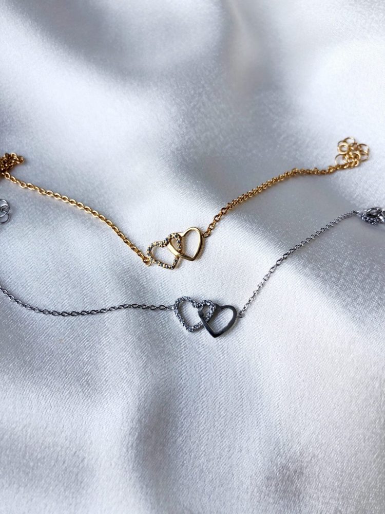 Hadir Bracelet with Heart in Silver and Zirconias