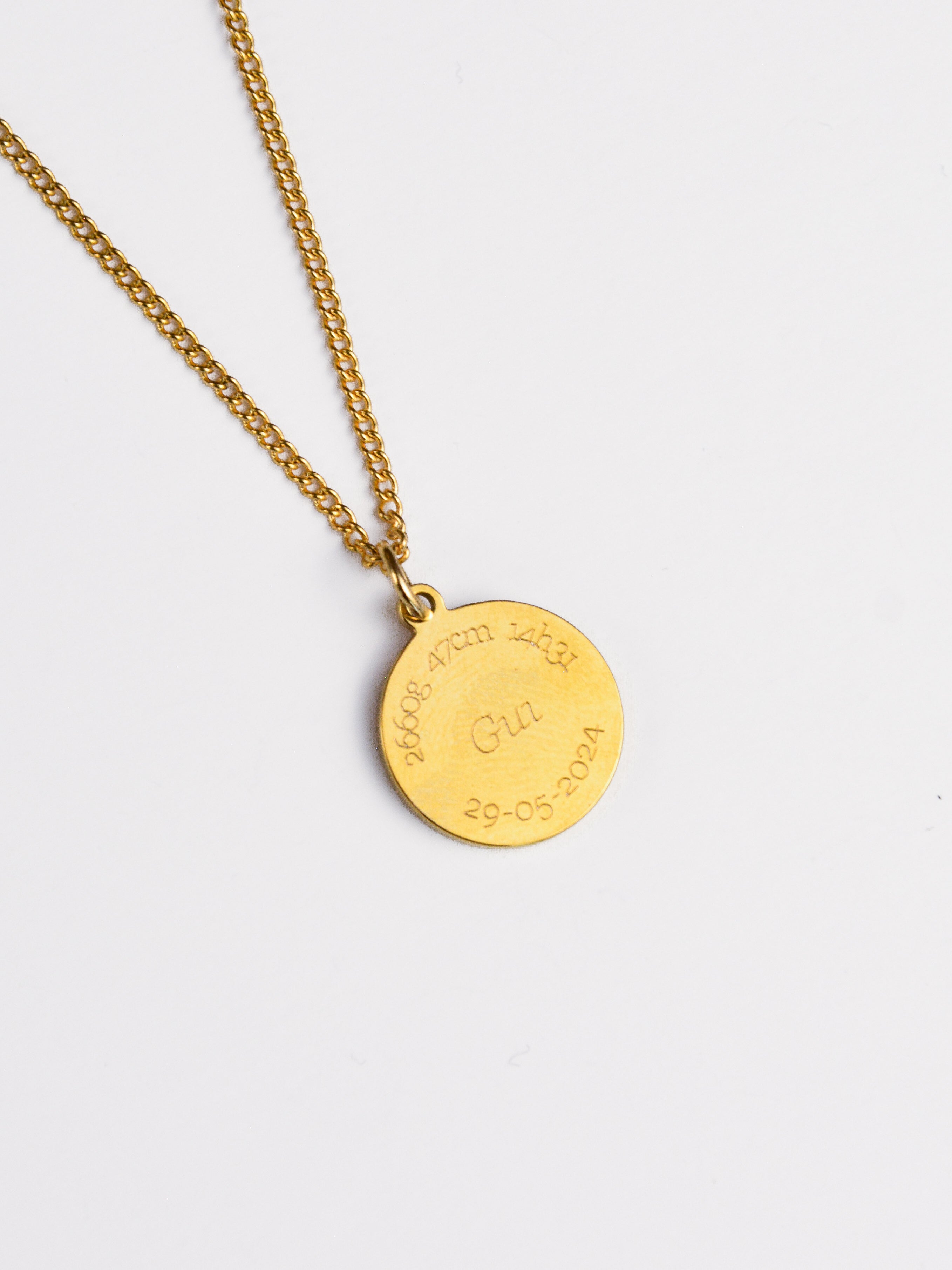 Colar em Aço com Medalha Personalizada | Gravação de Dados do Bebé