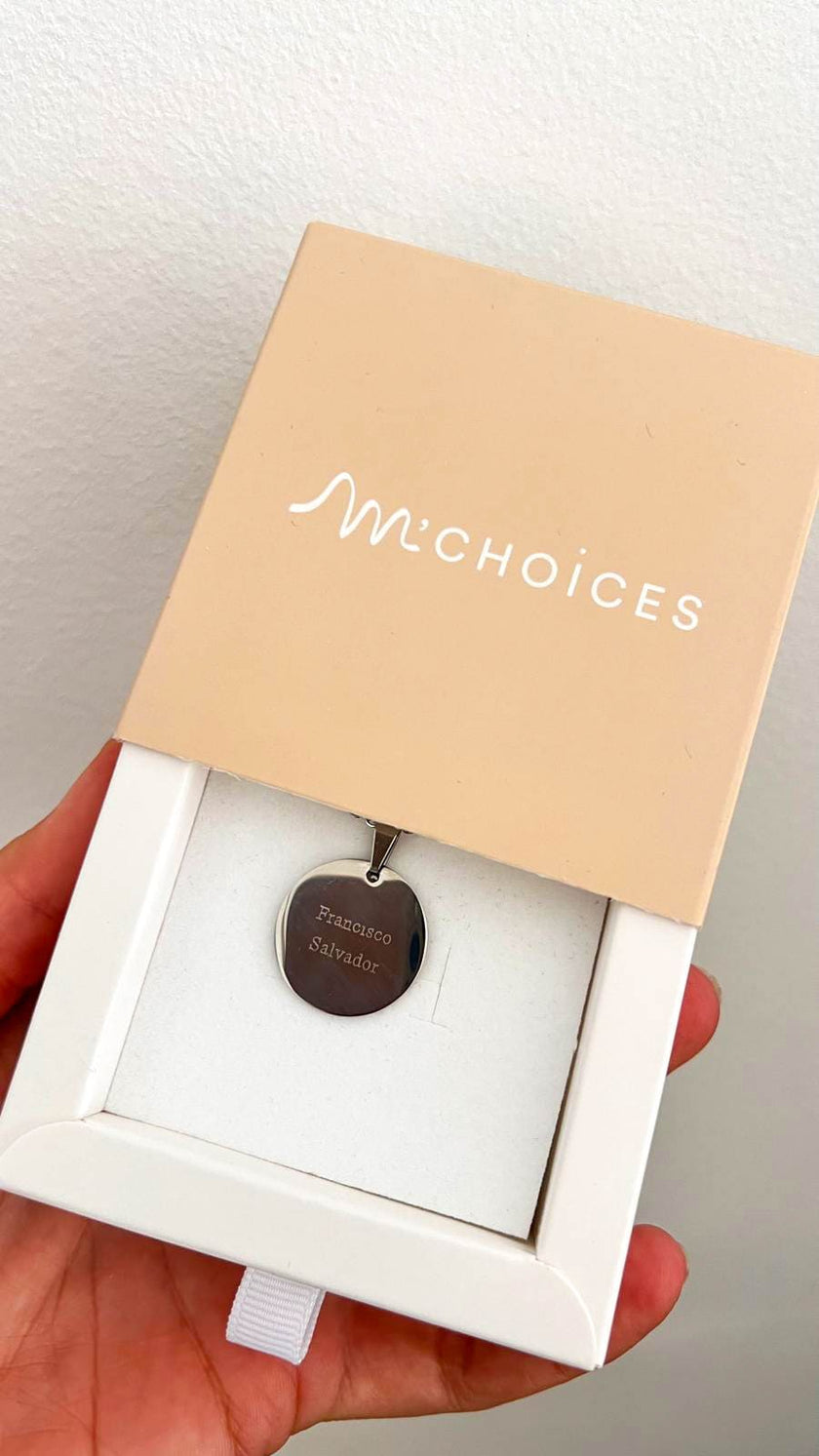 Colar em Aço com Medalha Personalizada | Gravação de Texto