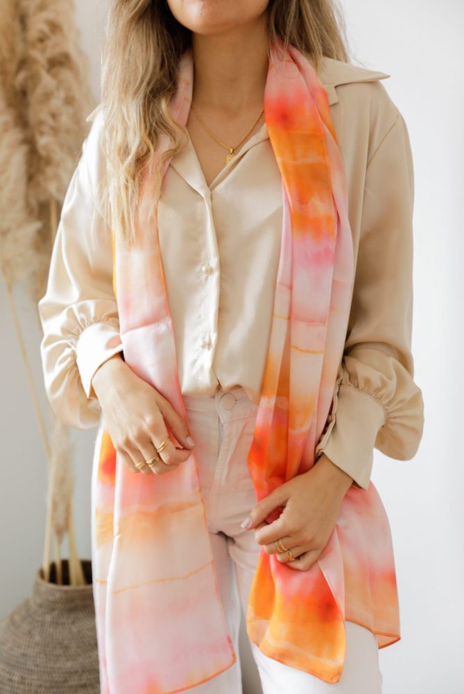 Handmade Two Sizes Orange Pink Scarf