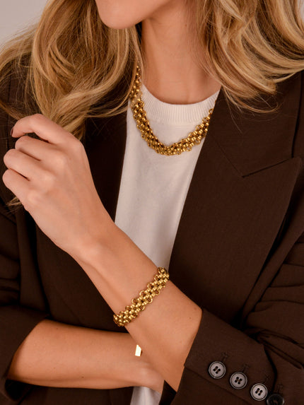 Colar em Aço Contemporâneo Dourado ou Prateado