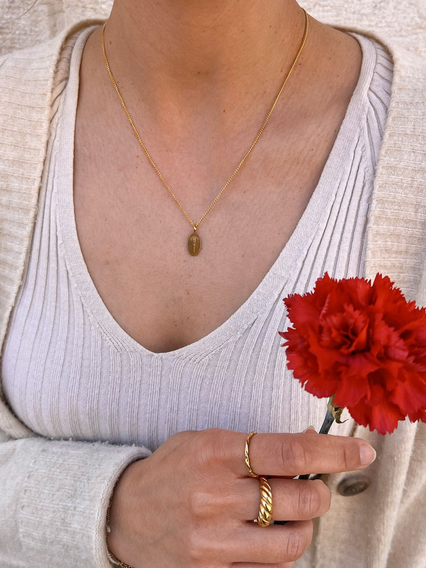 Colar Liberdade com Cravo em Aço Dourado ou Prateado