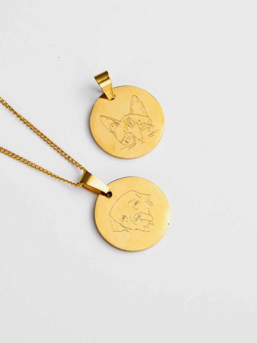 Colar em Aço com Medalha Personalizada | Gravação de Ilustração a Partir de Foto