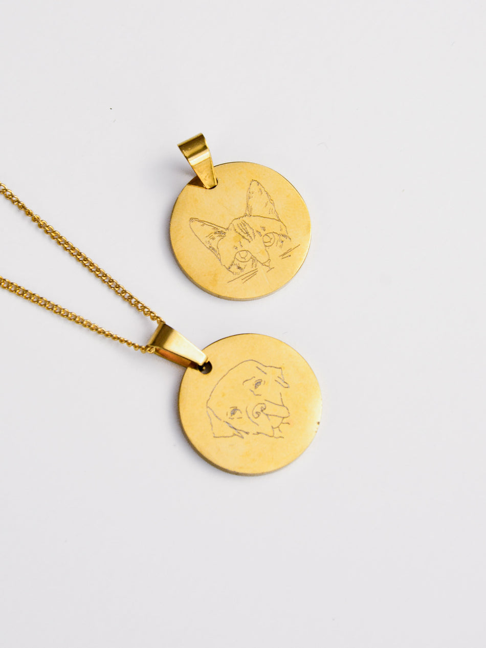 Colar em Aço com Medalha Personalizada | Gravação de Ilustração a Partir de Foto