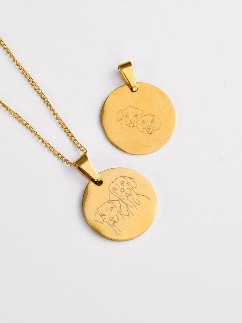 Colar em Aço com Medalha Personalizada | Gravação de Ilustração a Partir de Foto