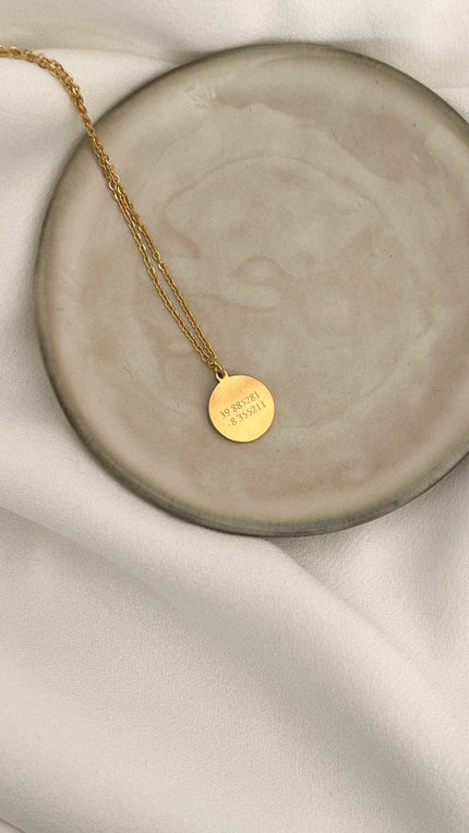 Colar em Aço com Medalha Personalizada | Gravação de Coordenadas