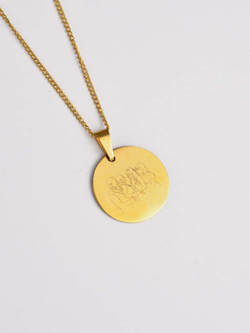 Colar em Aço com Medalha Personalizada | Gravação de Ilustração a Partir de Foto