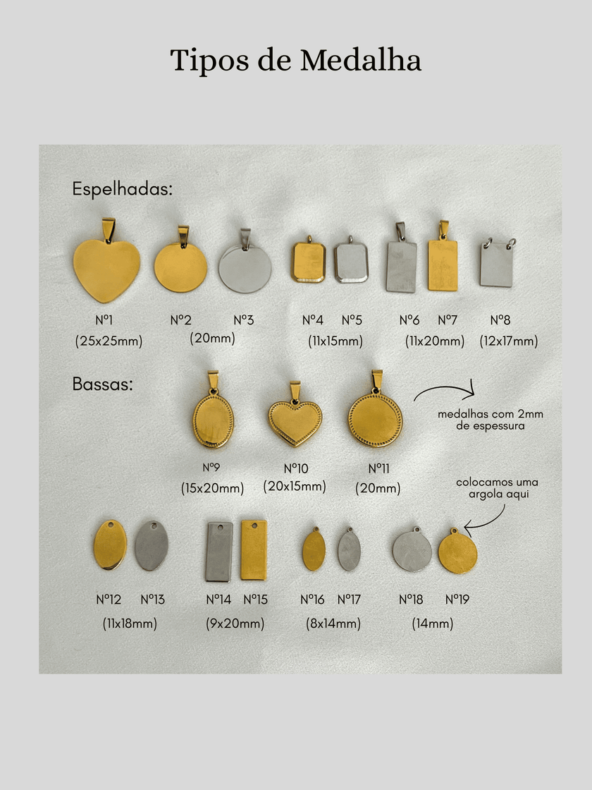 Colar em Aço com Medalha Personalizada | Gravação de Texto