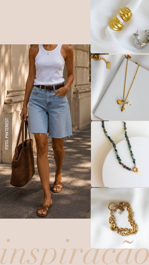 Inspiração de Look: Joias Douradas para um Estilo de Verão Descontraído