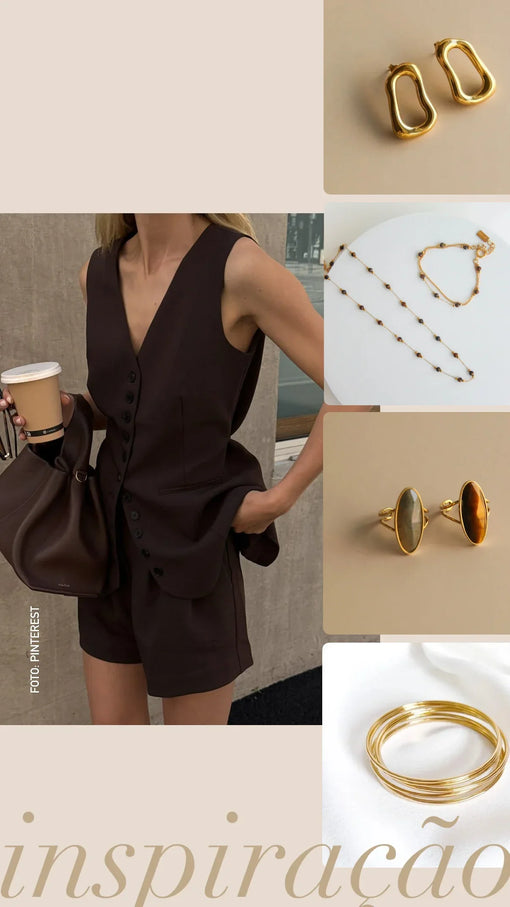 Inspiração de Look: Castanho e Dourado para uma Elegância Contemporânea