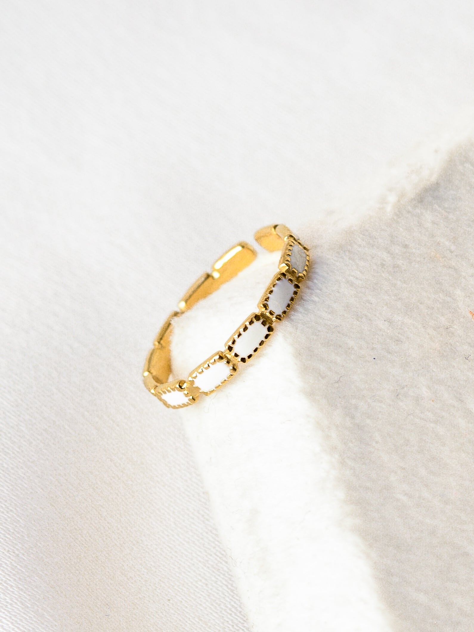 Adjustable White Gold Steel Ring